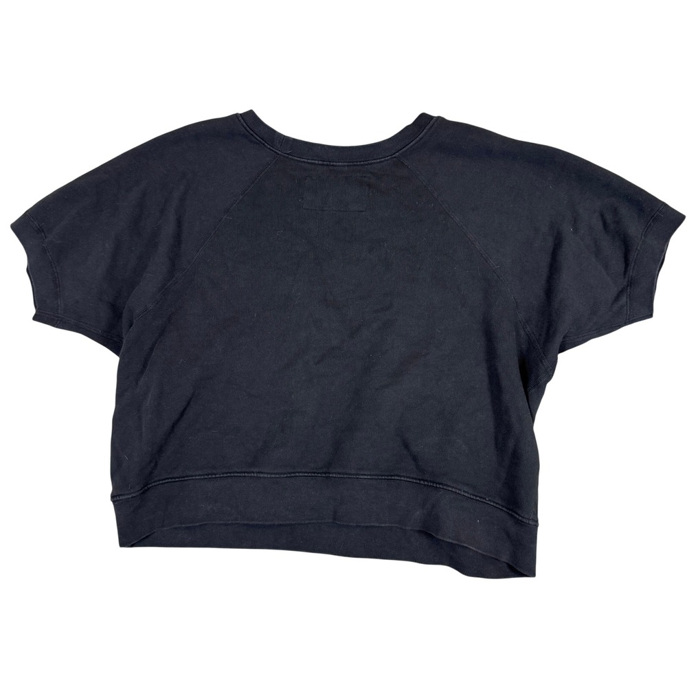 Nili Lotan Black Short Sleeve Sweatshirt Raglan Cotton Fleece Size L Made in USA - Picture 2 of 11